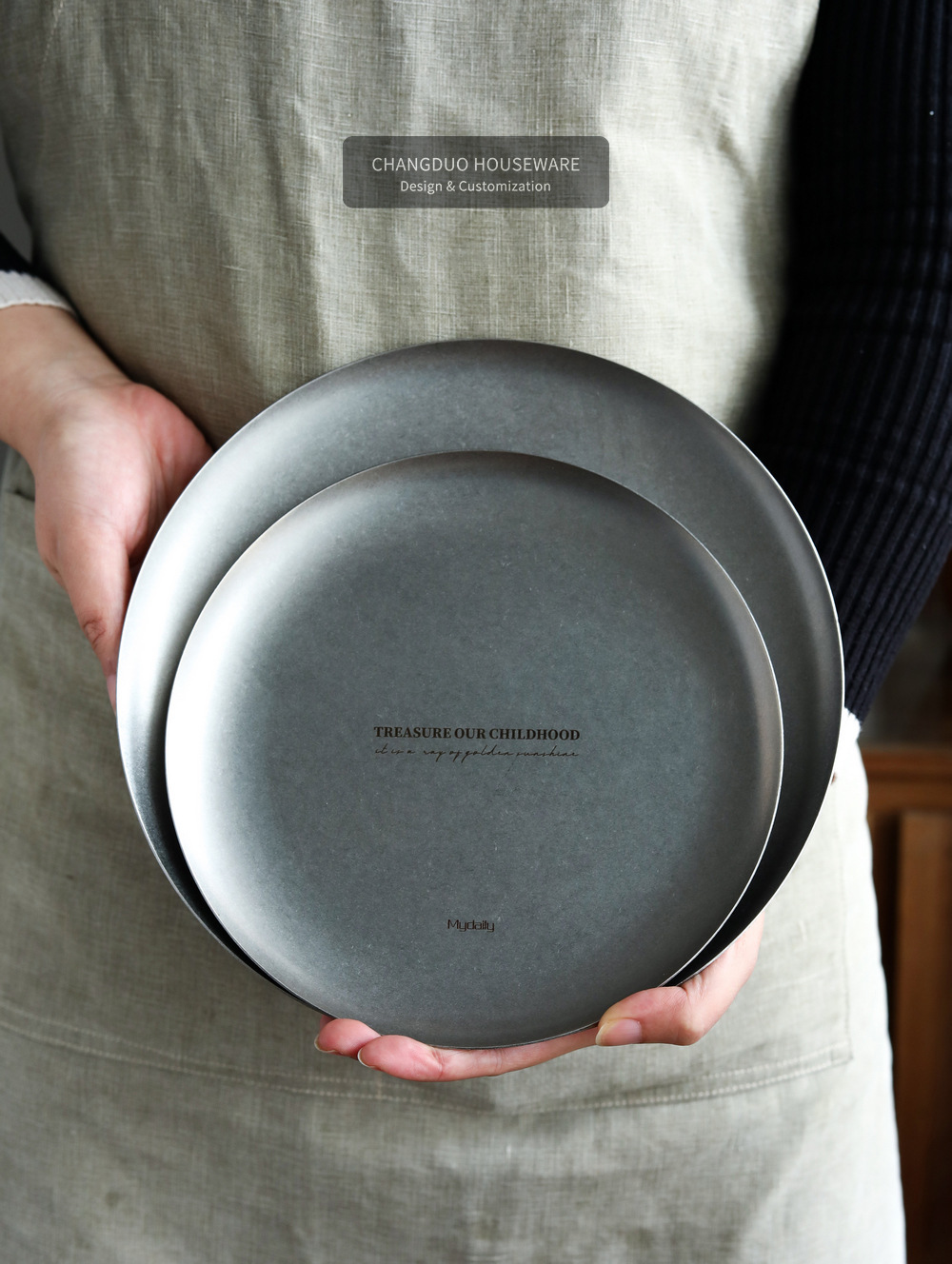 《3262》日式仿舊復古圓形不鏽鋼托盤雜物收納盤