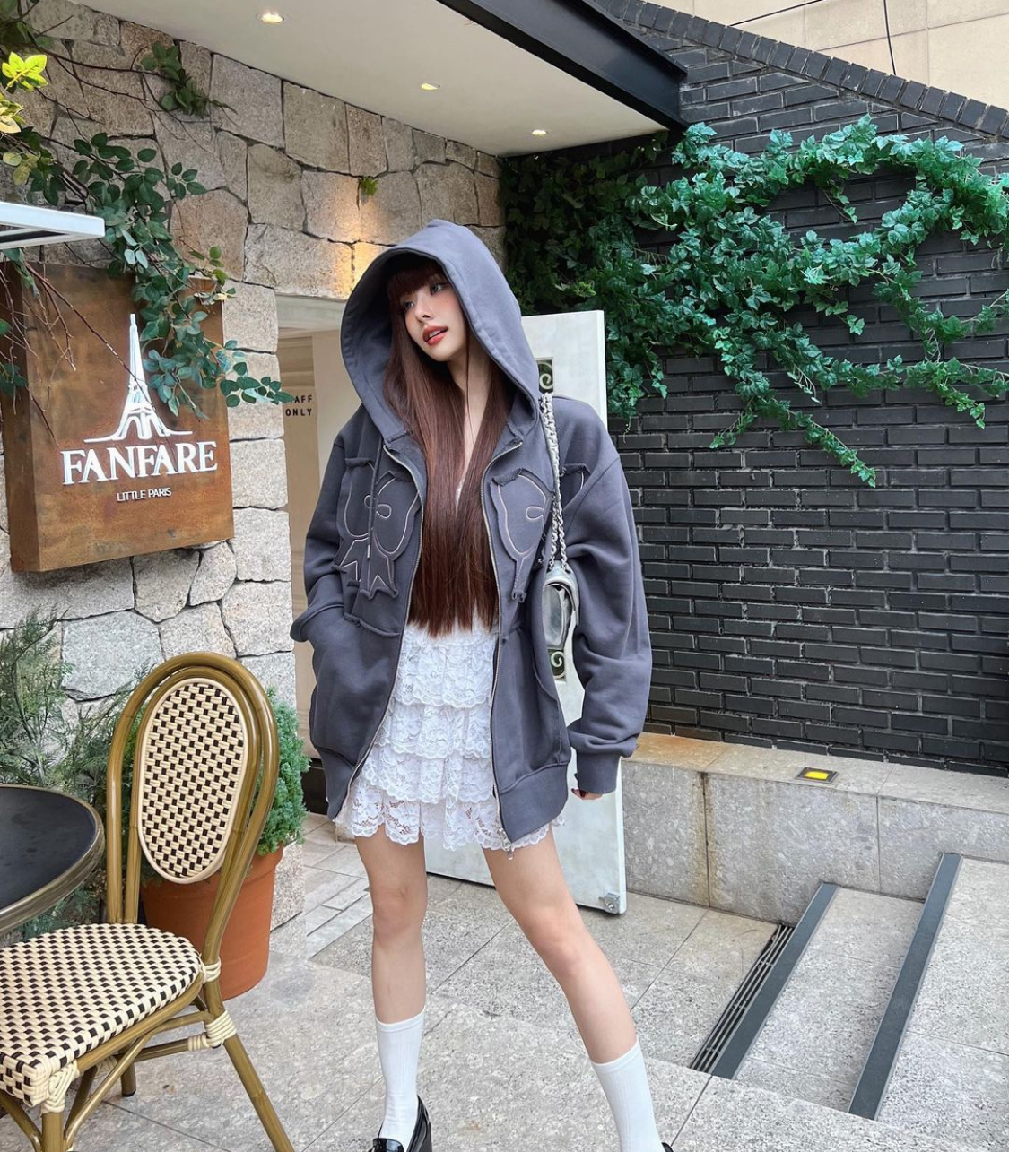 YOUHEE) YOUHEE RIBBON HOOD ZIP-UP | 3color