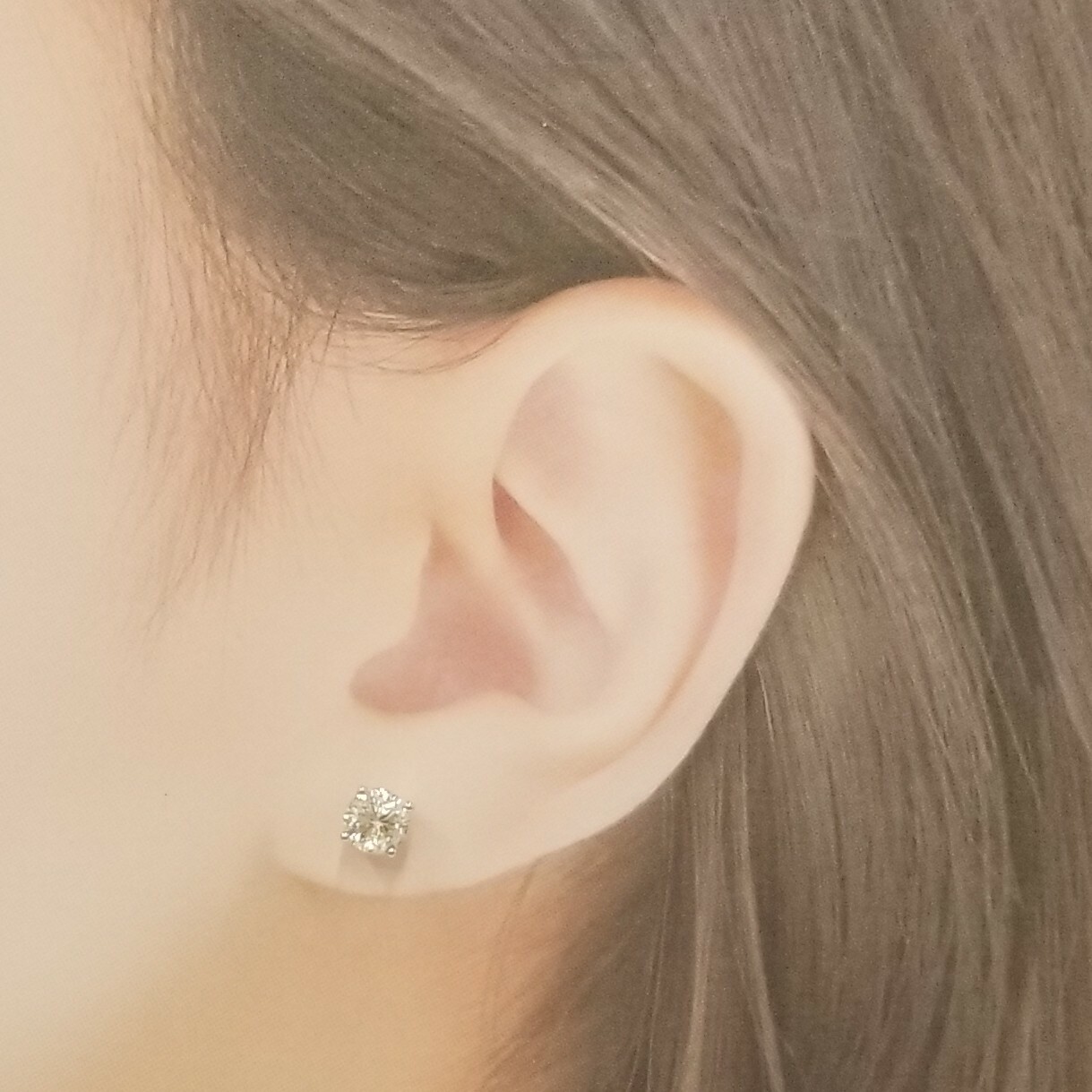 全新18K白金【主石68份鑽石】單耳環