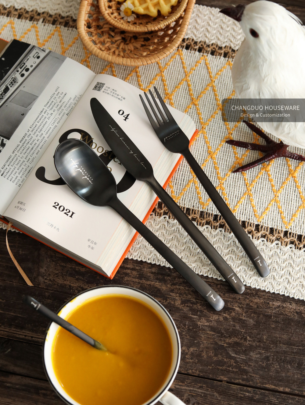 《3268》黑"設計不鏽鋼電鍍鈦黑色西餐餐具