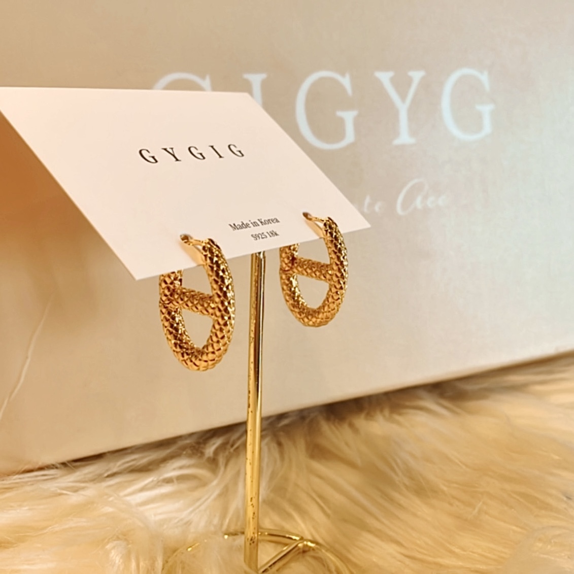 金菱格豬鼻重磅耳扣釘