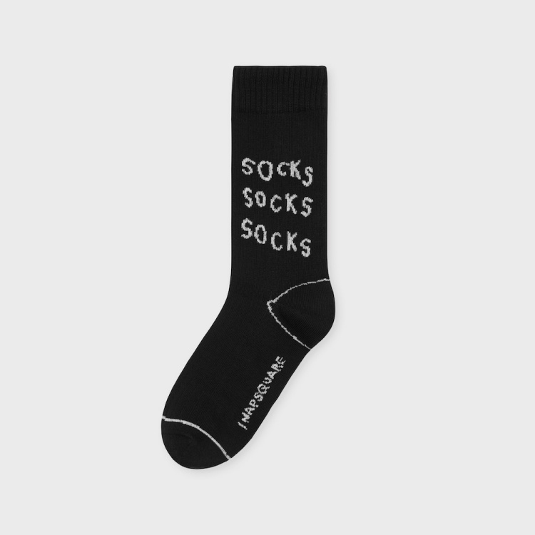 韓國 socks appeal® X INAPSQUARE 童趣塗鴉中桶襪 SOCKS 黑