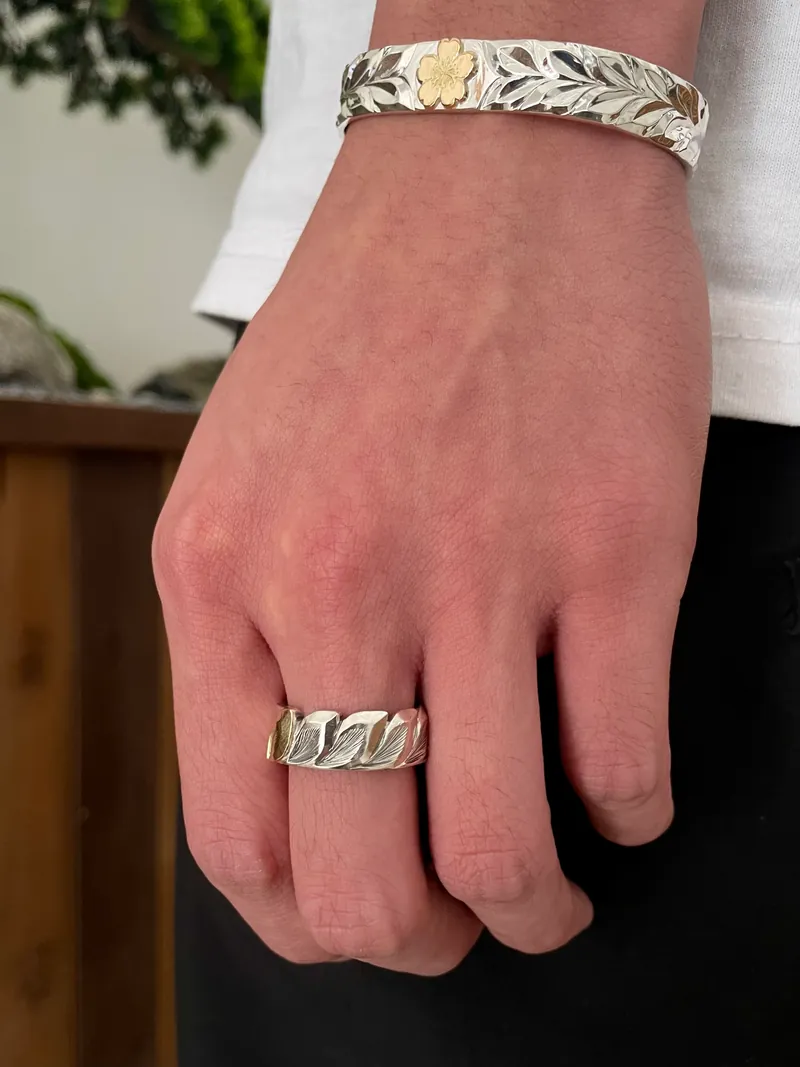 鳴島翔 K18 Motif All Maile Ring