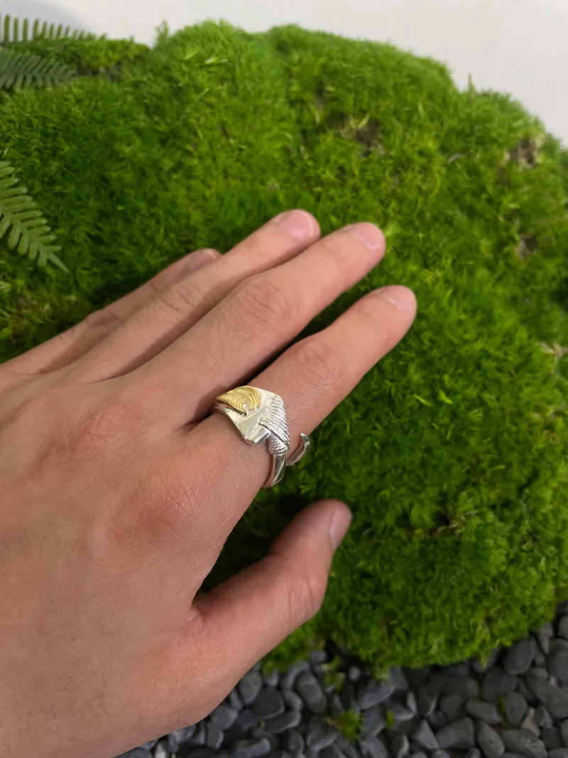 K18 Motif Makau Ring (Lino Finish)