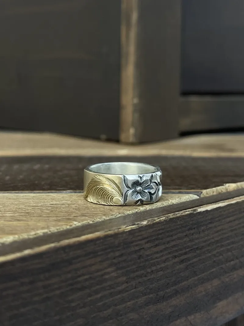 鳴島翔 K18 雕刻戒指（浪）