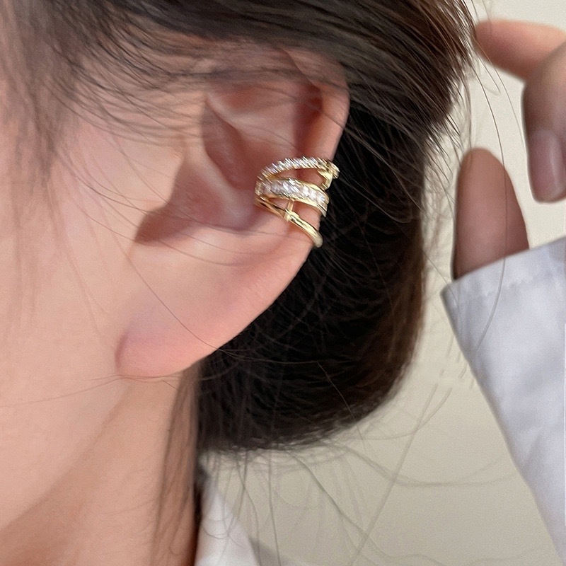 四芒星三層金銀鑽耳骨夾