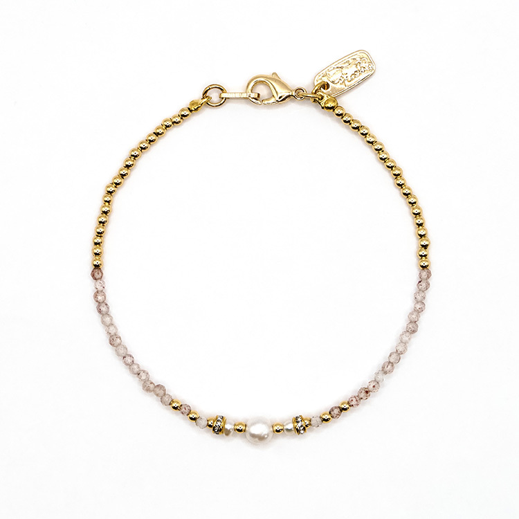 《官網限定》｜桃花｜可愛女人 – 珍珠草莓晶 – 手鍊