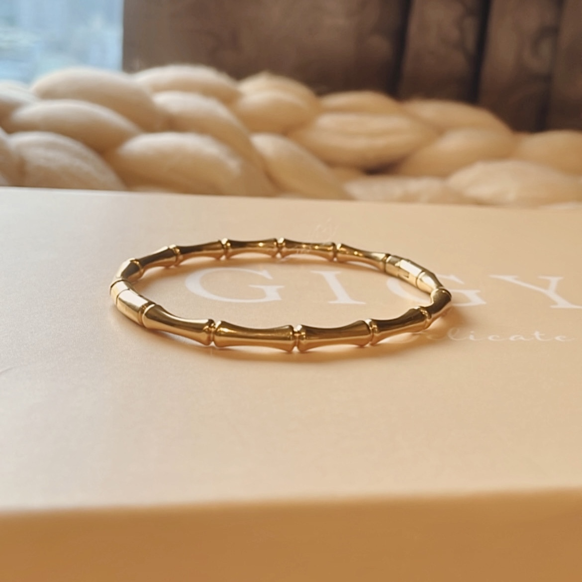 高級金屬竹節 開釦手鐲