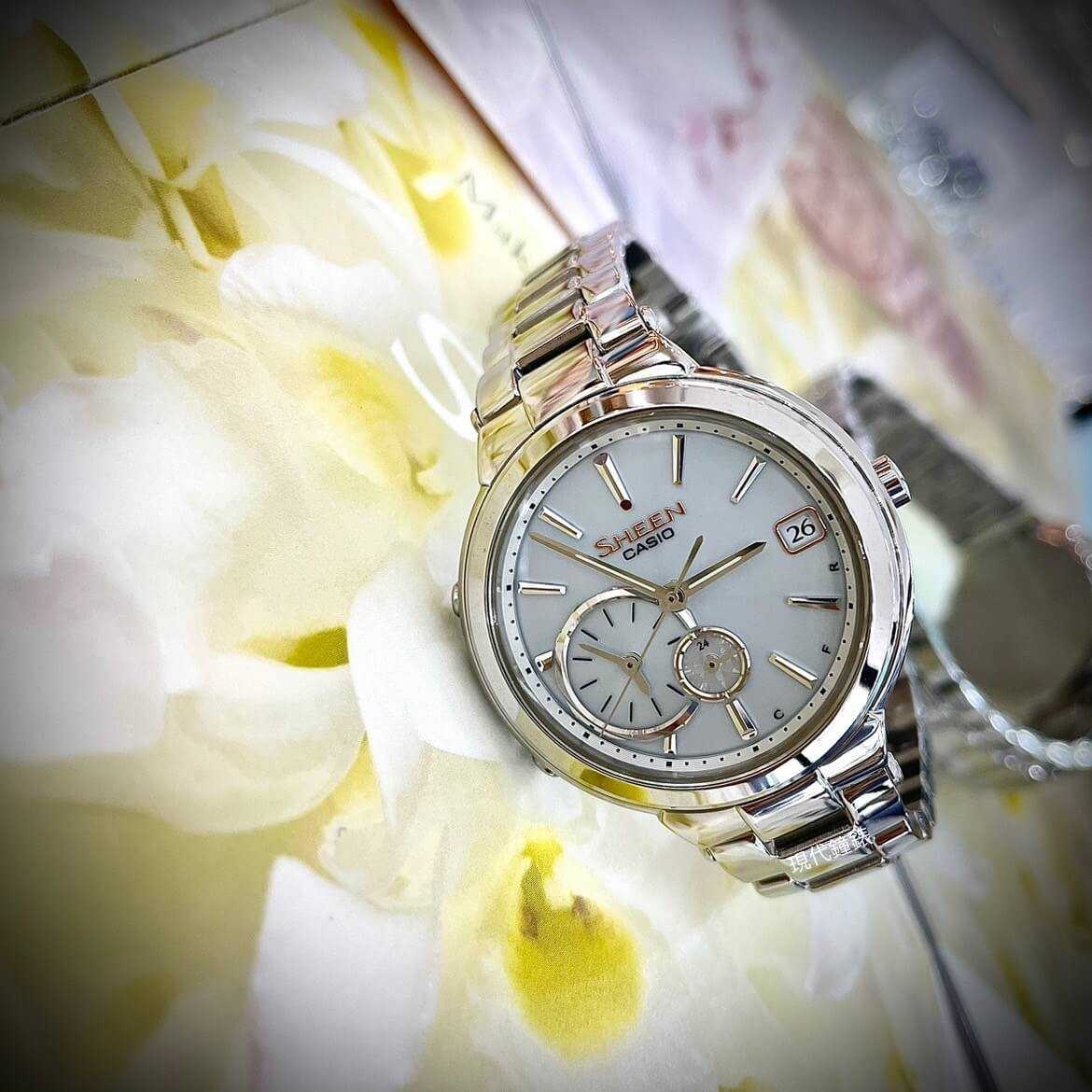 【CASIO 卡西歐】SHEEN系列 藍芽智慧太陽能腕錶 SHB-200D-7A 35mm 現代鐘錶