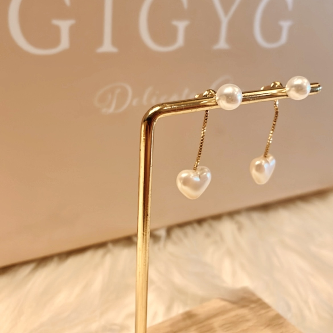 白貝愛心珍珠 後扣小墜