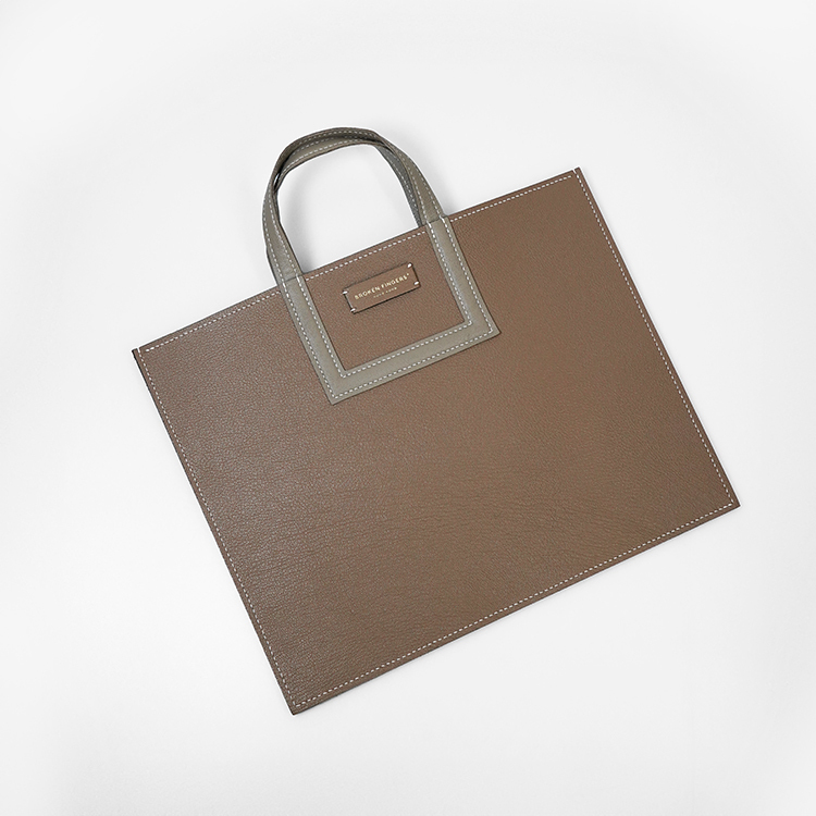 Frame Tote H【 Earthy Taupe X Sandstone Beige 】Italian Goatskin Handbag
