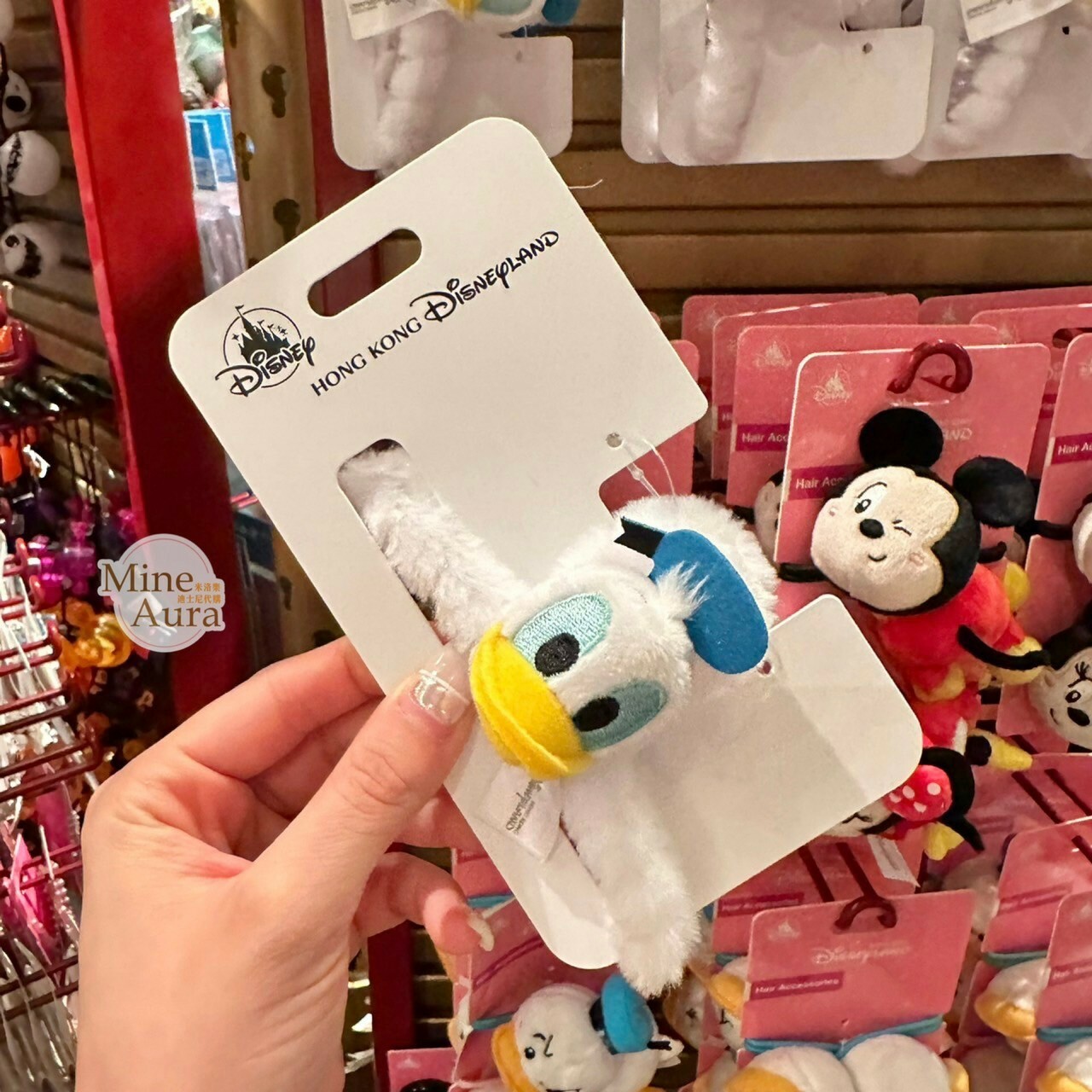 唐老鴨 Donald 大頭造型 絨毛 髮夾 髮抓 鯊魚夾 -香港迪士尼樂園