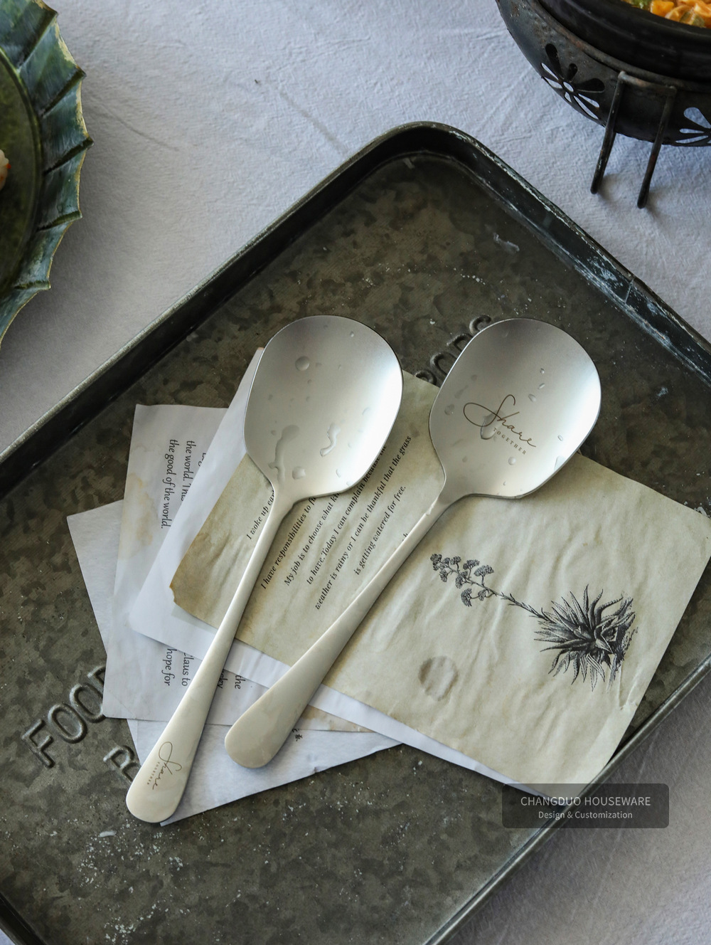 《3273》質感草寫雪花304不鏽鋼大湯匙