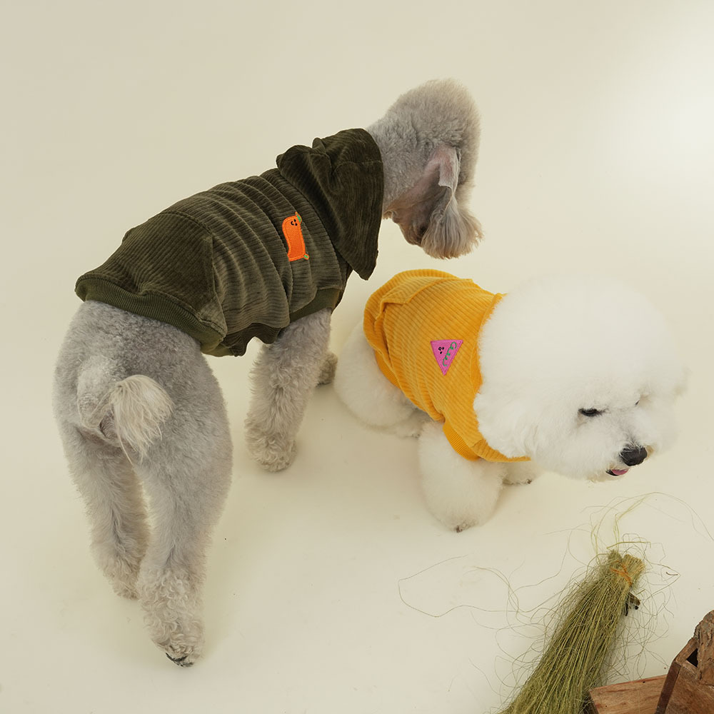 puppygallery｜蹦蹦HOODIE 燈芯絨連帽衣 (軍綠)