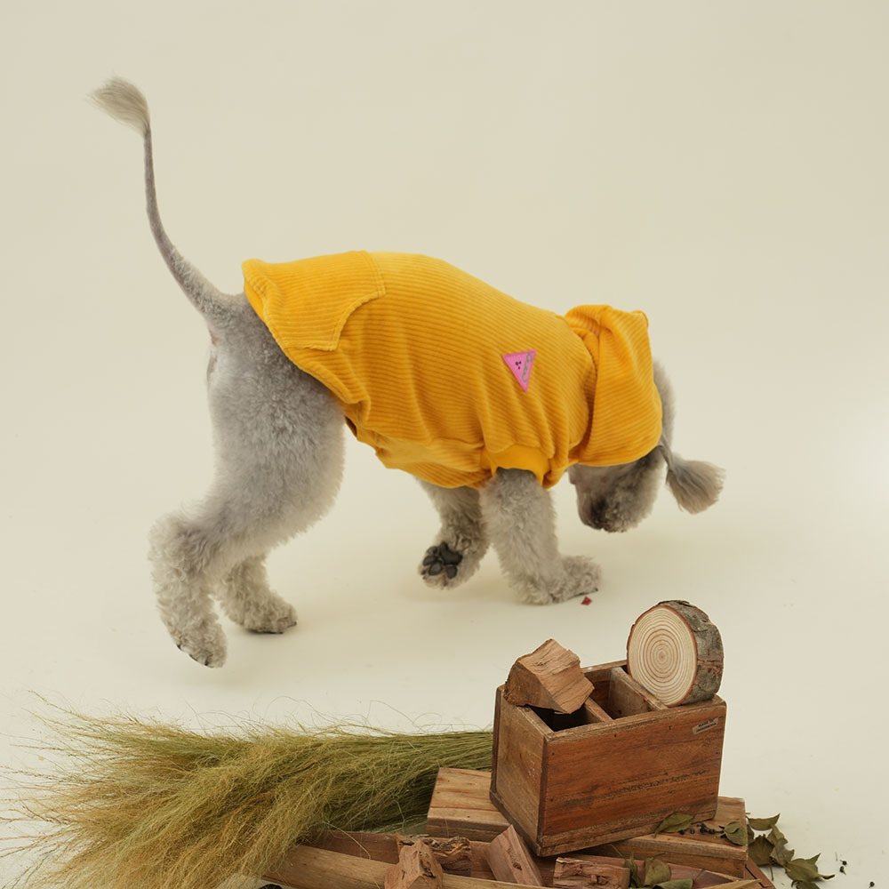 puppygallery｜蹦蹦HOODIE 燈芯絨連帽衣 (芥末黃)