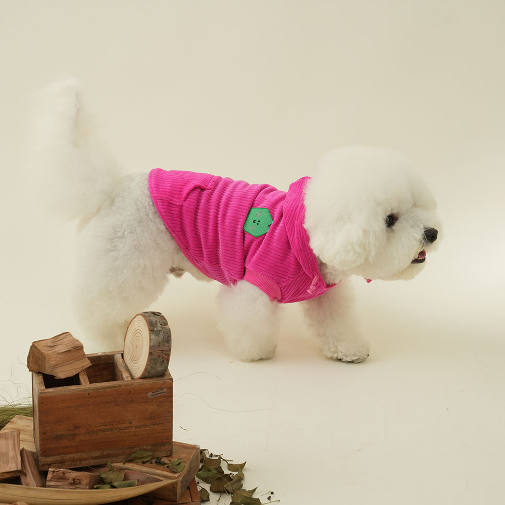 puppygallery｜蹦蹦HOODIE 燈芯絨連帽衣 (桃紅)