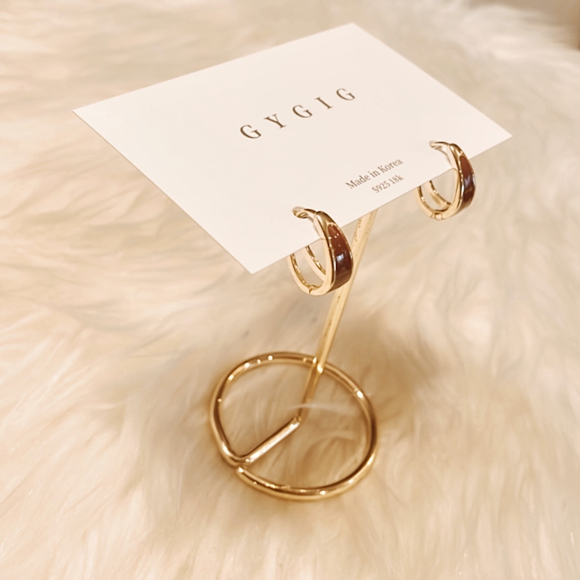 美拉德系列 滴釉鑲金耳扣釘