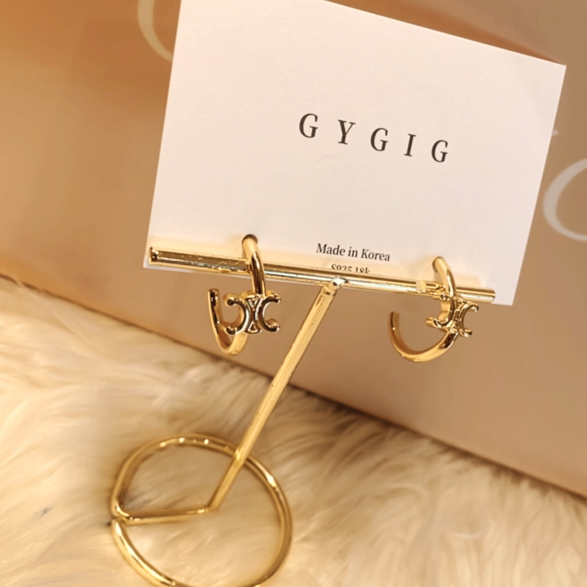 凱旋門 經典立體金銀耳釘圈