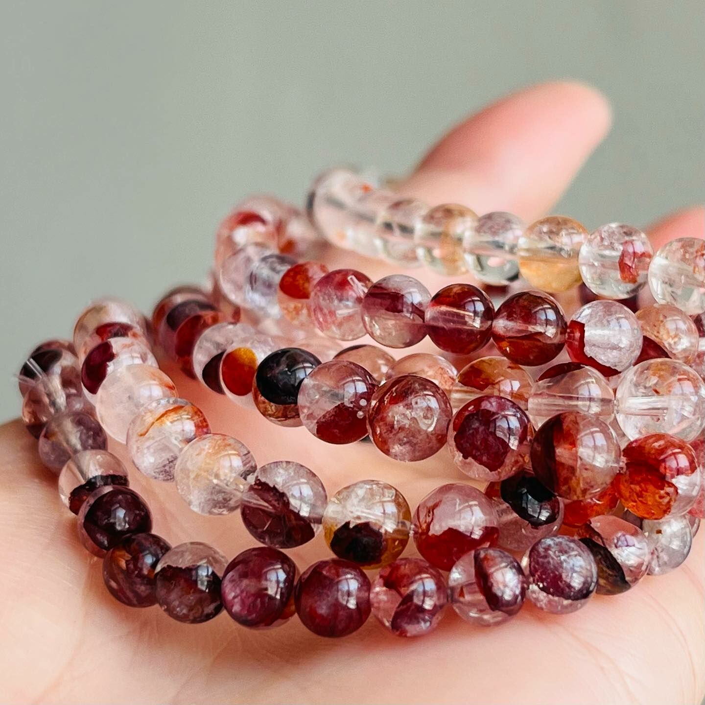 [原石] 紅膠花 水晶手串 水晶手鍊