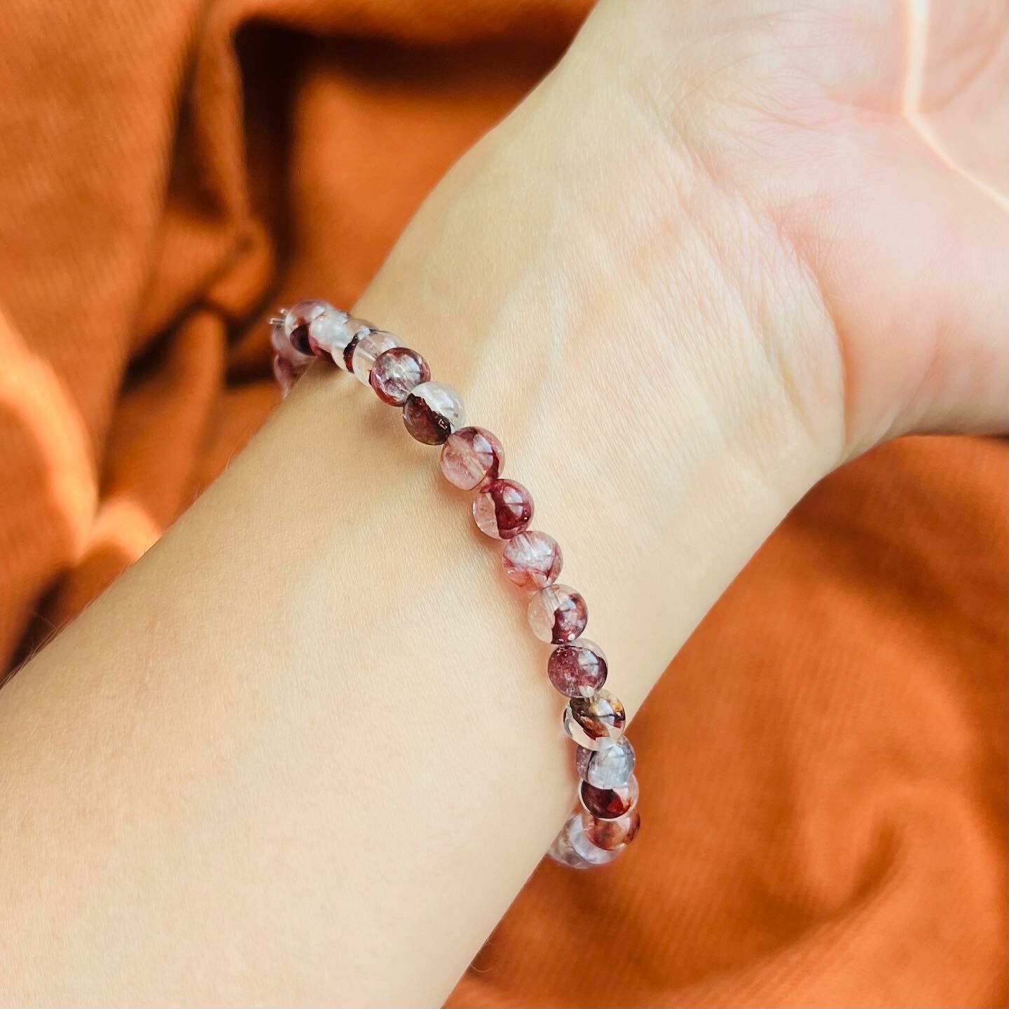 [原石] 紅膠花 水晶手串 水晶手鍊