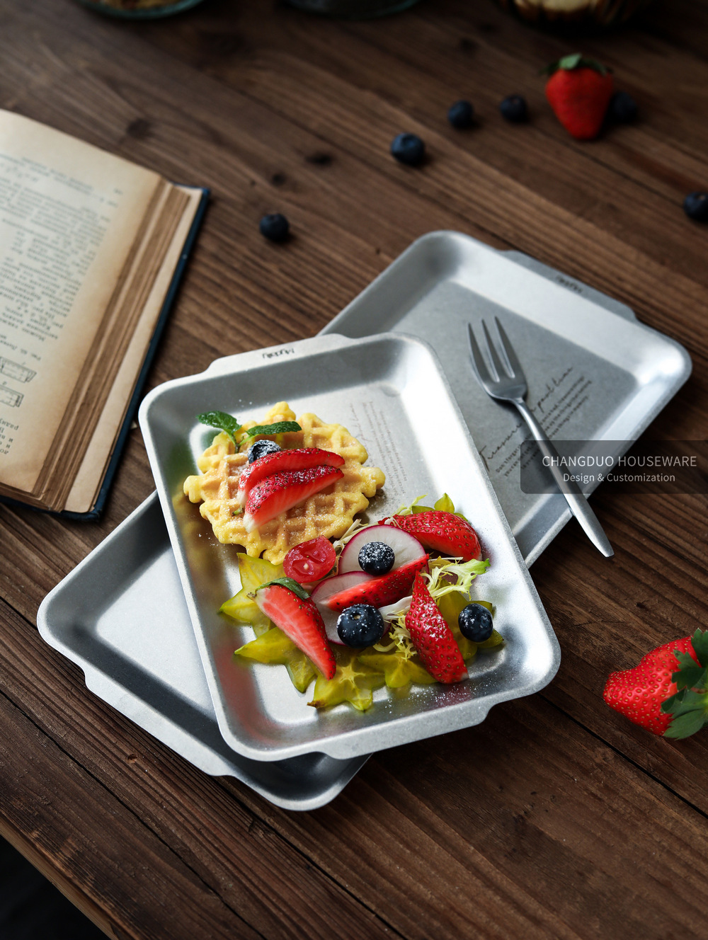 《3276》仿舊復古不鏽鋼金屬雜貨收納方盤