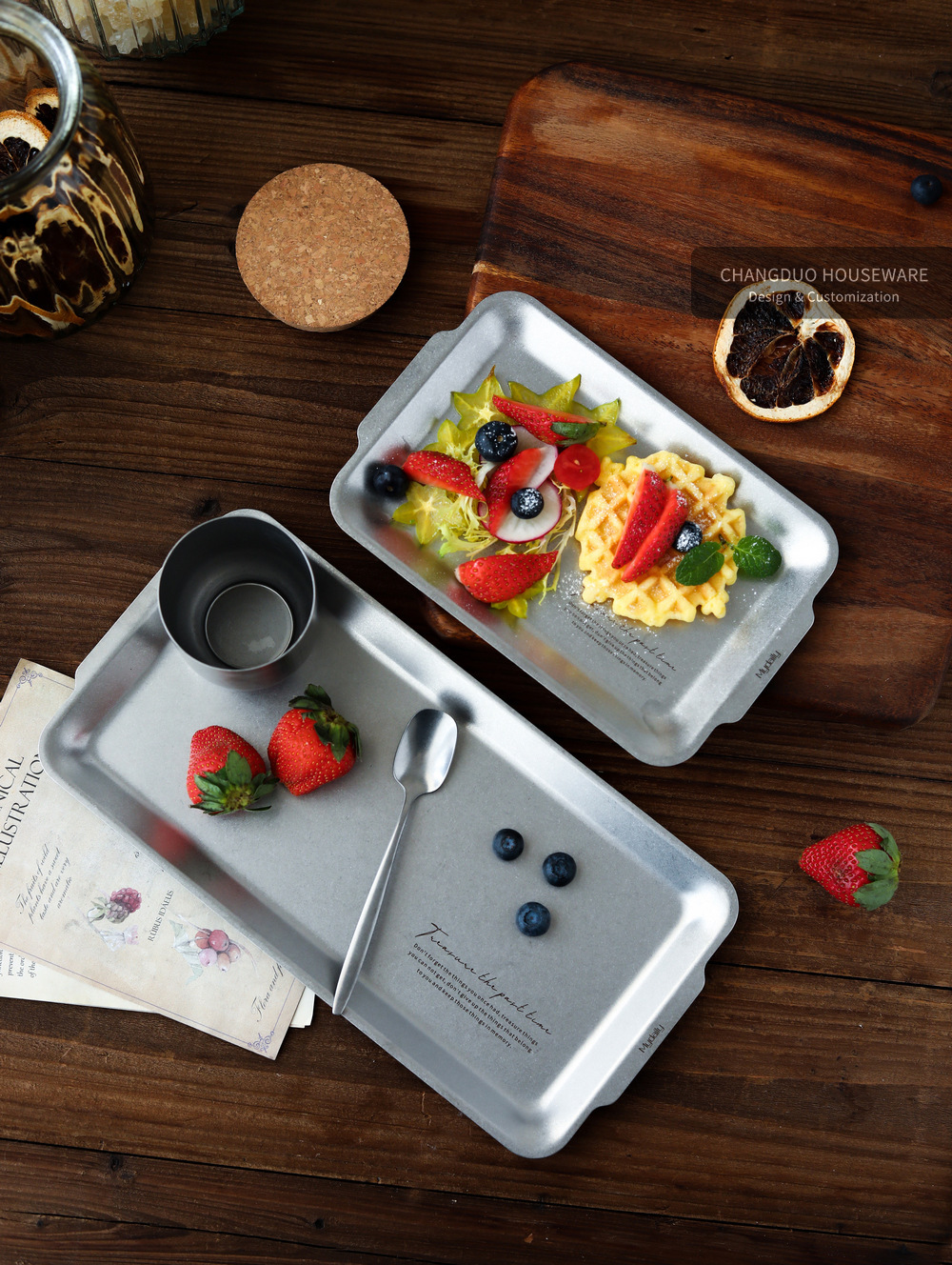 《3276》仿舊復古不鏽鋼金屬雜貨收納方盤