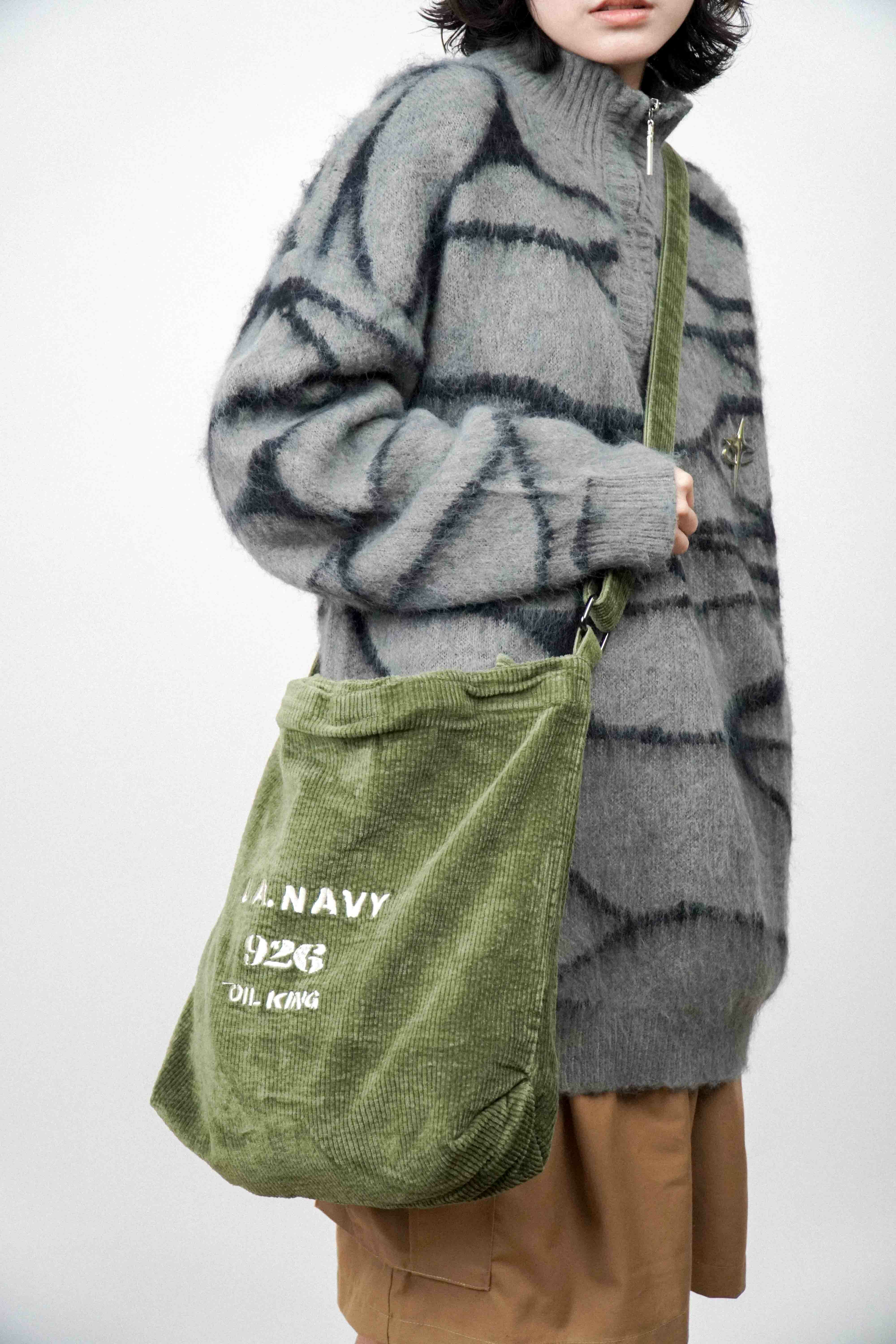 『Always_Good』燈芯絨 刺繡 斜背 手提 側背包