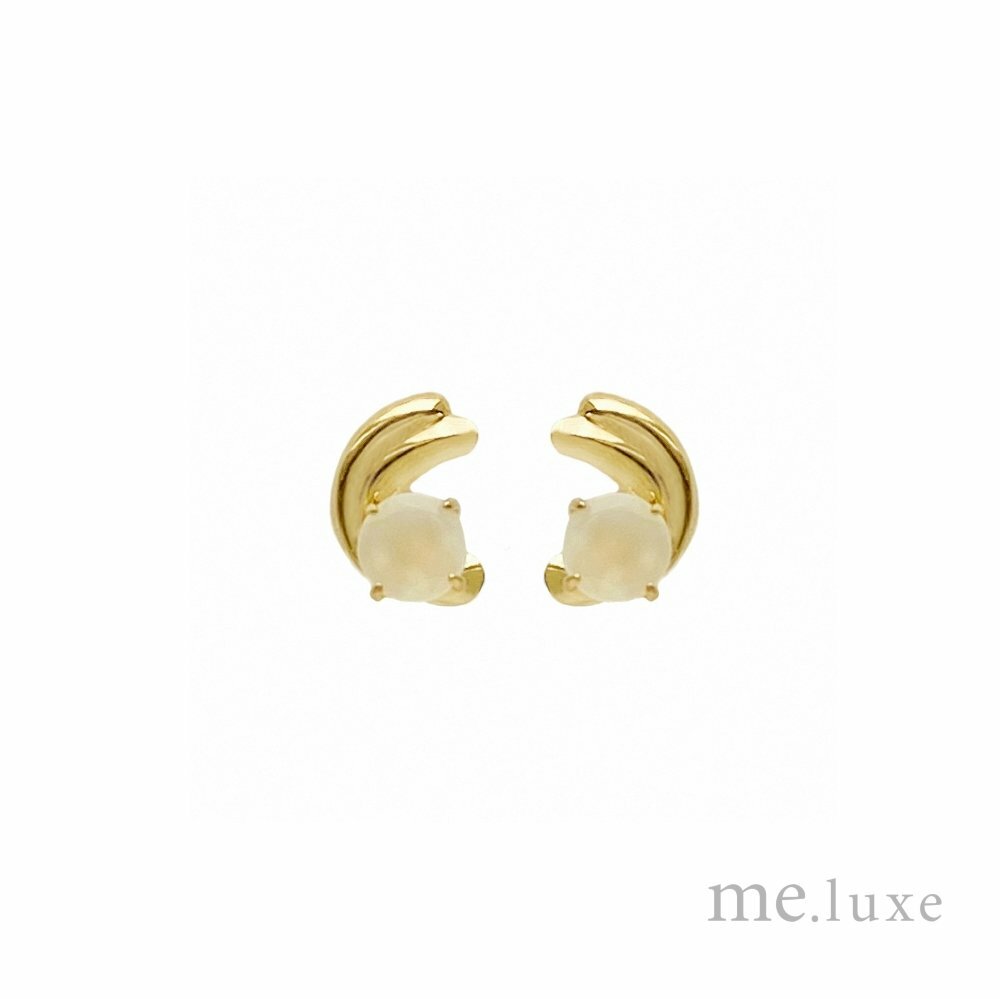【me.luxe】K10月長石羽毛耳環
