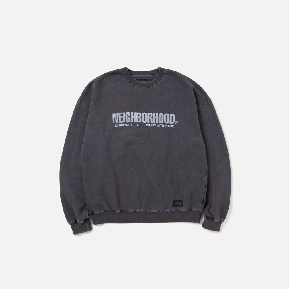 -(B3a03)-NEIGHBORHOOD PIGMENT DYED SWEATSHIRT LS 2023AW  水洗色大學T 衛衣 黑灰/深藍/墨綠/紫色-232FPNH-CSM06