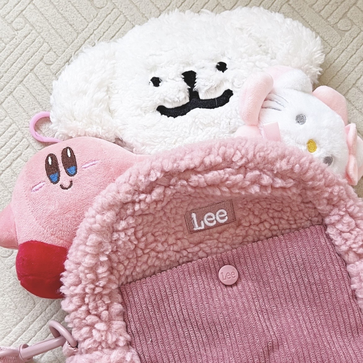 Lee CuteCandy 夢幻粉/純白/卡其色 羊羔毛 毛絨絨小包 LE200023M