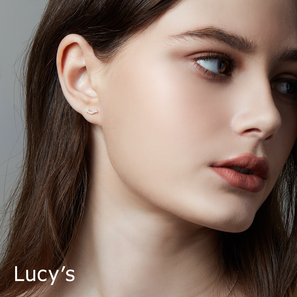 *925純銀〔輕銀系列〕微笑鑽 耳環 (110768)