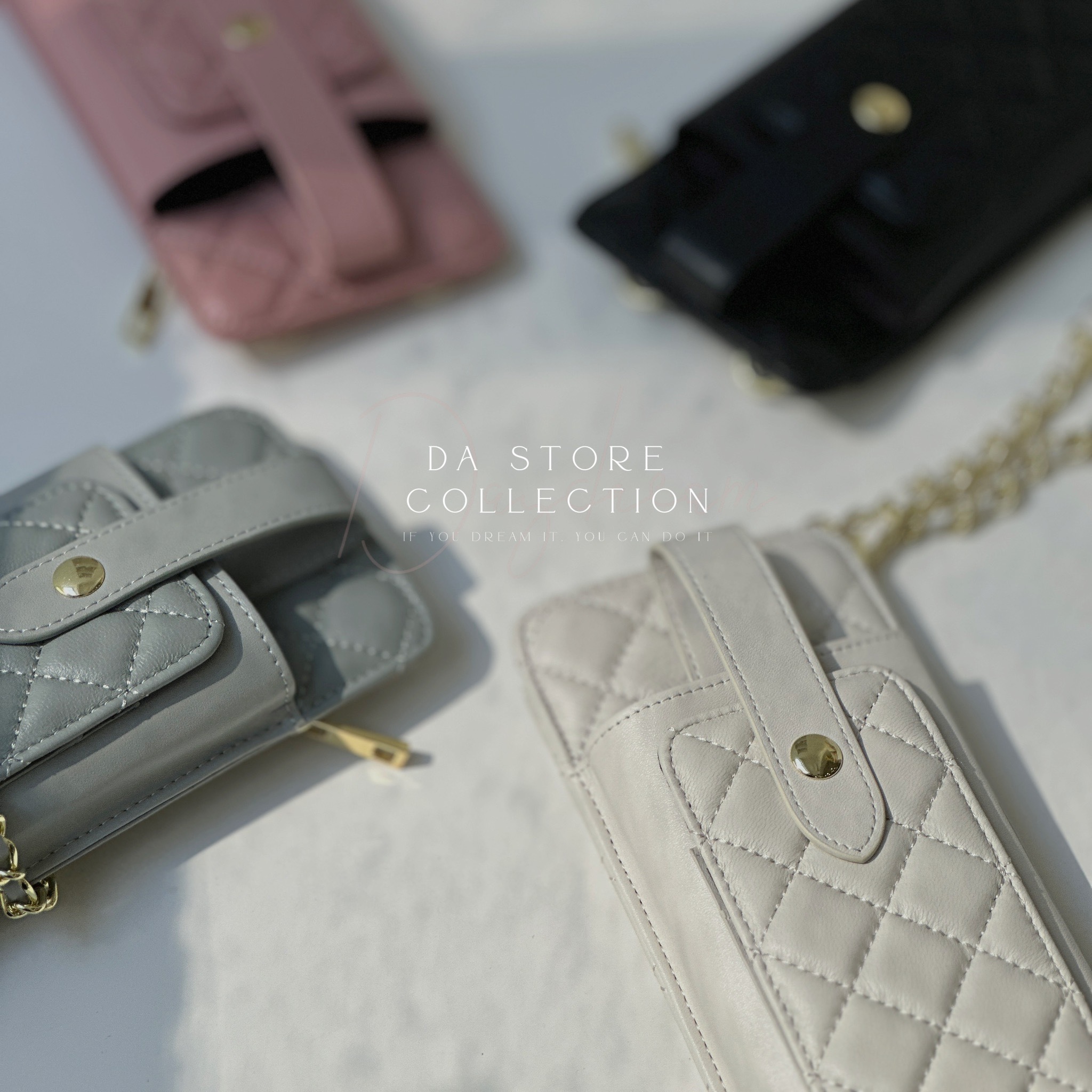 真皮小羊皮菱格手機包/六色