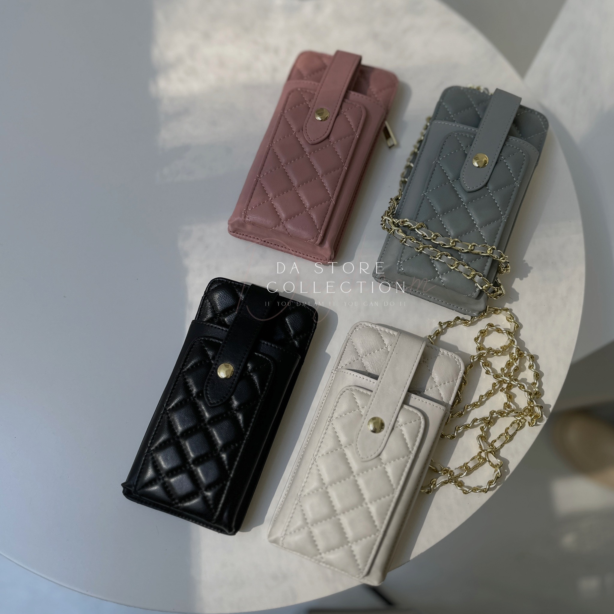 真皮小羊皮菱格手機包/六色