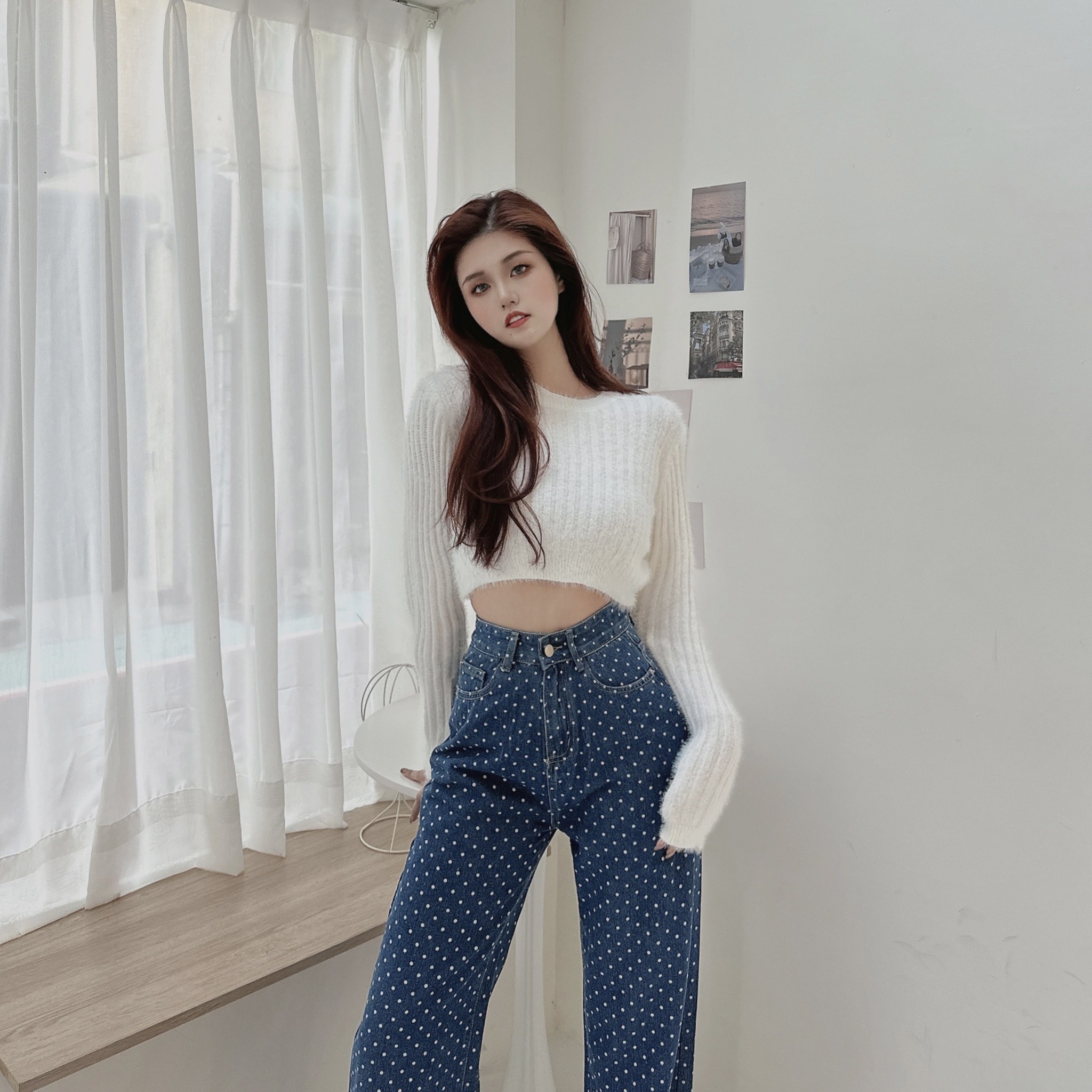 柔軟毛毛微領短版毛衣/五色