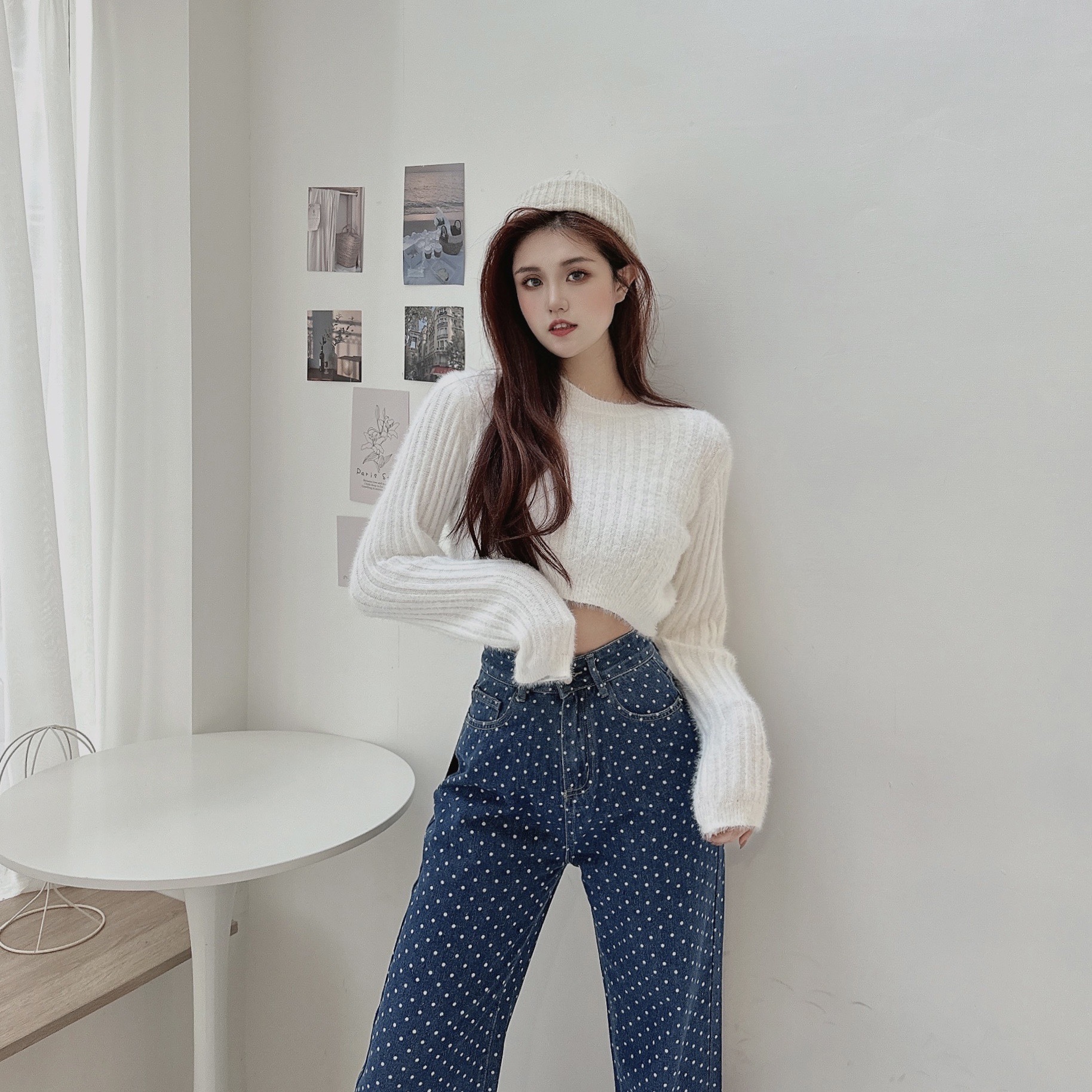 柔軟毛毛微領短版毛衣/五色