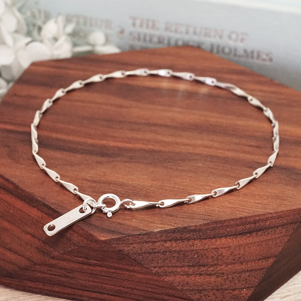 箭羽腳鍊 銀白款設計 925純銀腳踝鍊 刻字訂製 男女皆宜 小瓜子鍊