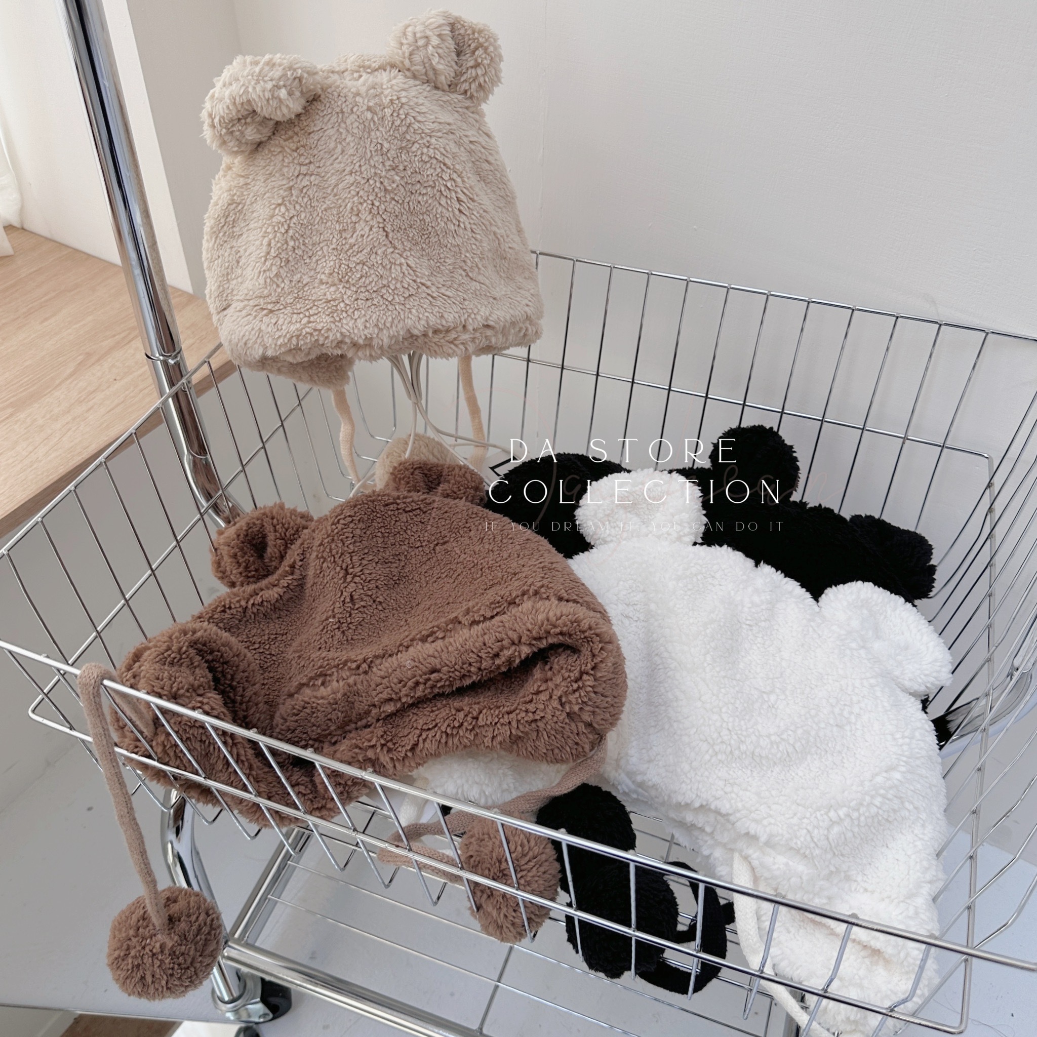 毛絨小熊造型帽/四色