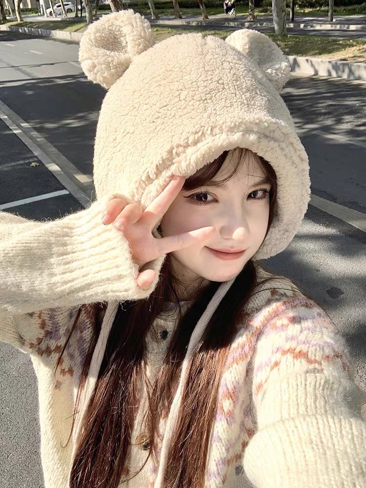 毛絨小熊造型帽/四色