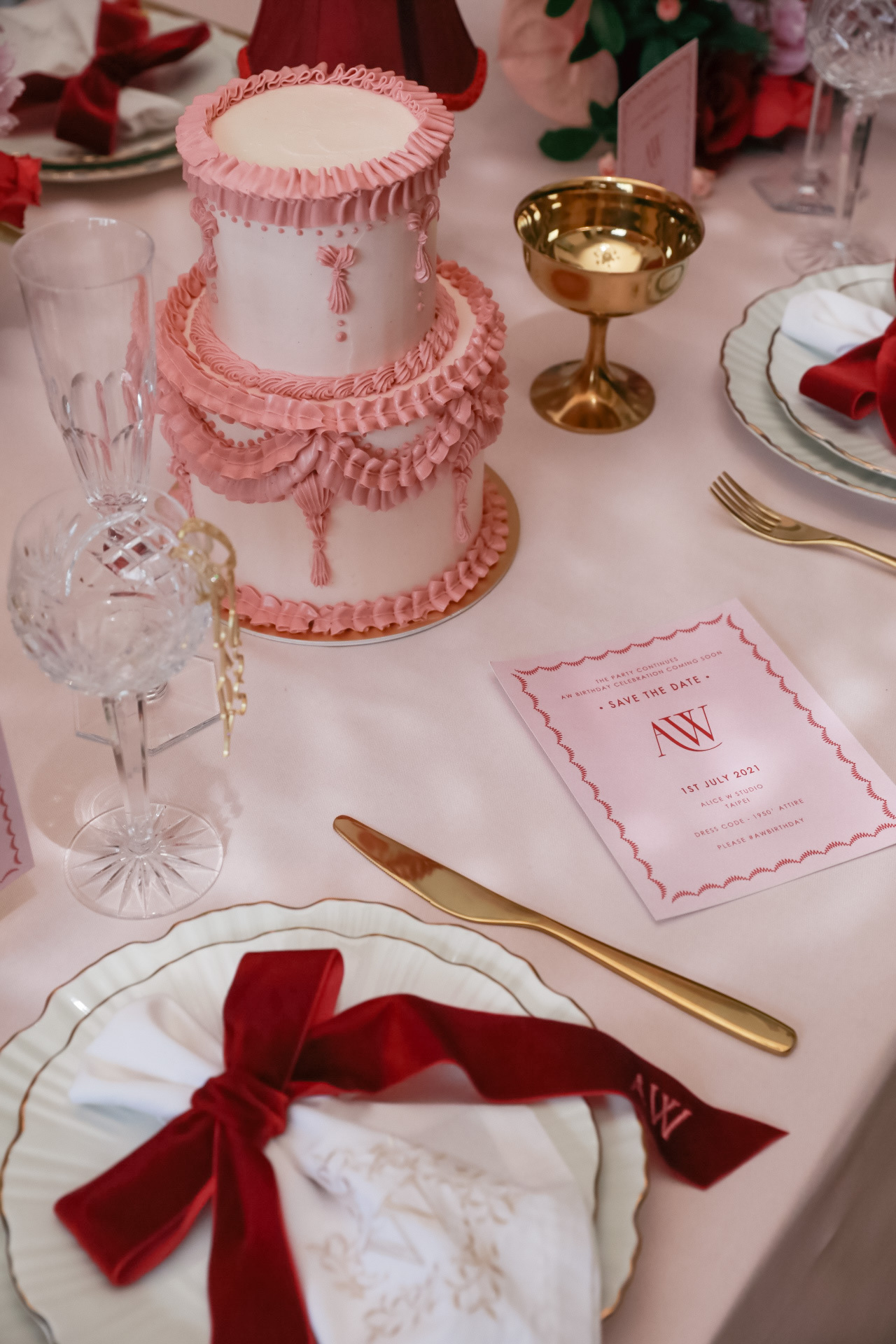 AW Invitation - Vintage Pink & Red