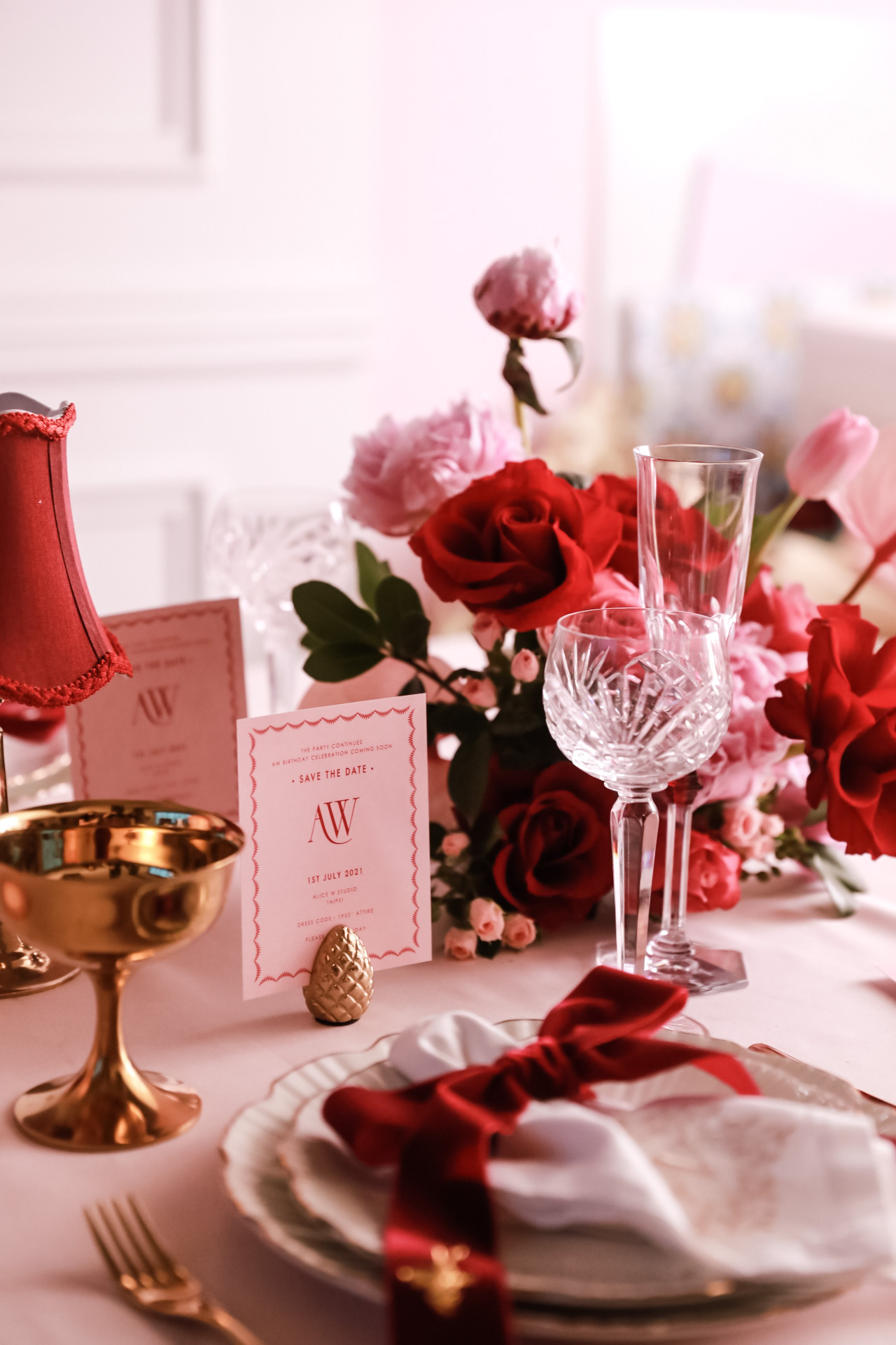 AW Invitation - Vintage Pink & Red