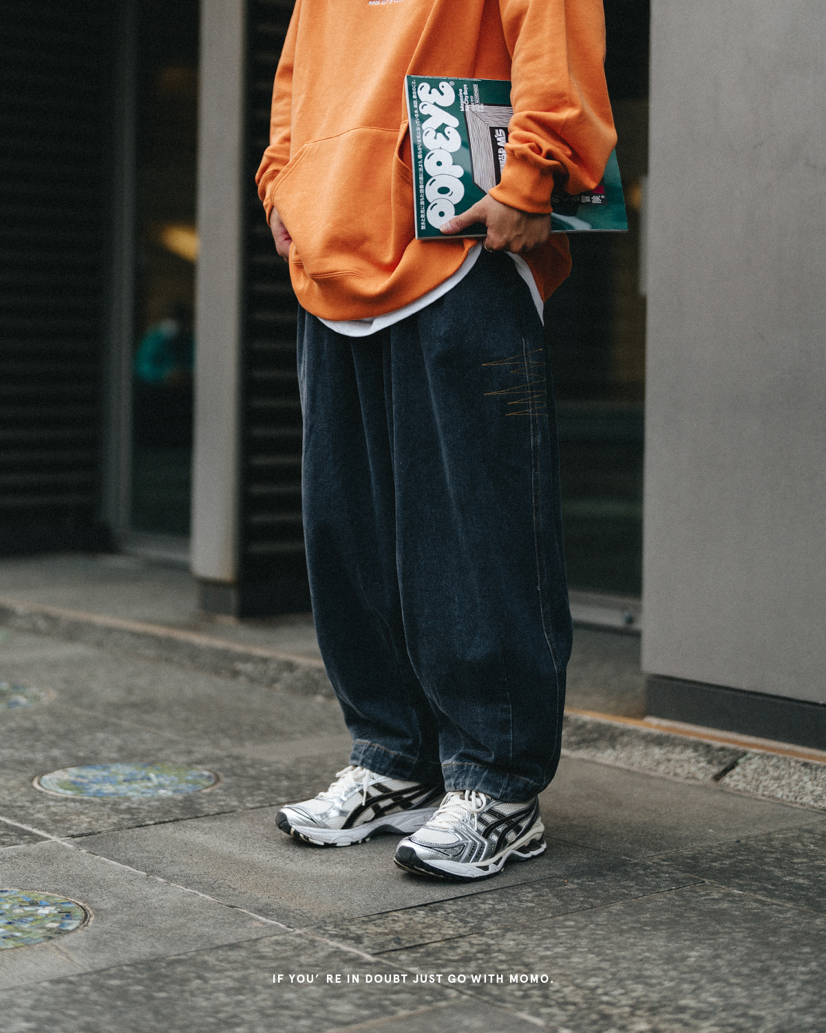 OurPick Wide Legs Pants 繭型刺繡重磅丹寧褲
