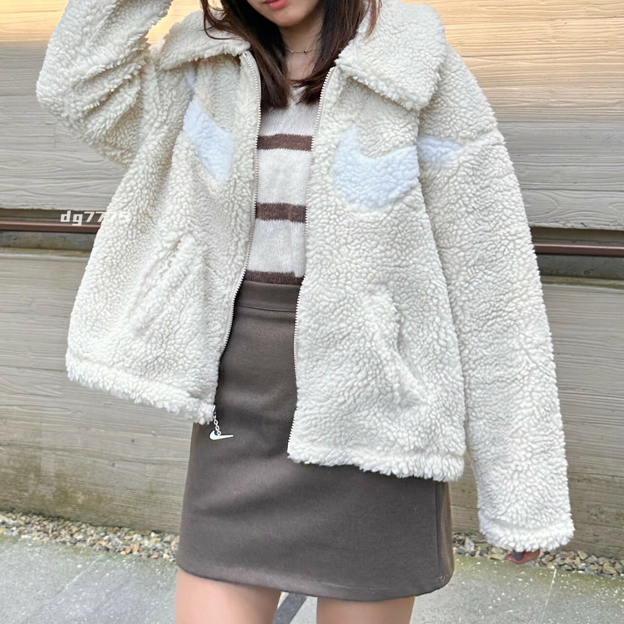 #現貨 NIKE 絨毛寶寶 雙勾外套 羊羔毛外套 偏短版