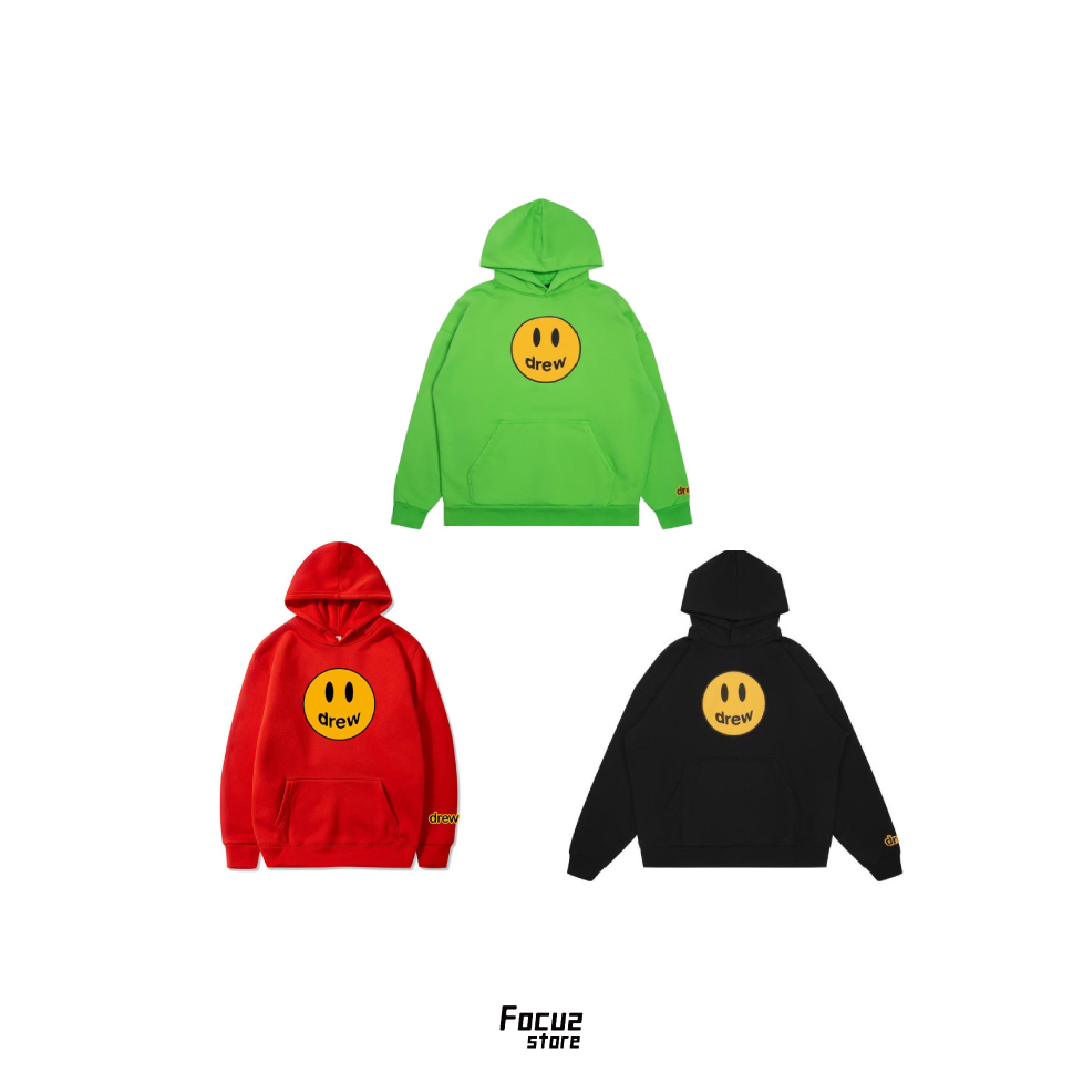 【Focus Store】現貨秒發 Drew House Mascot Hoodie "Black/Lime/Red" 黑色/螢光綠/紅色 三色 笑臉帽T
