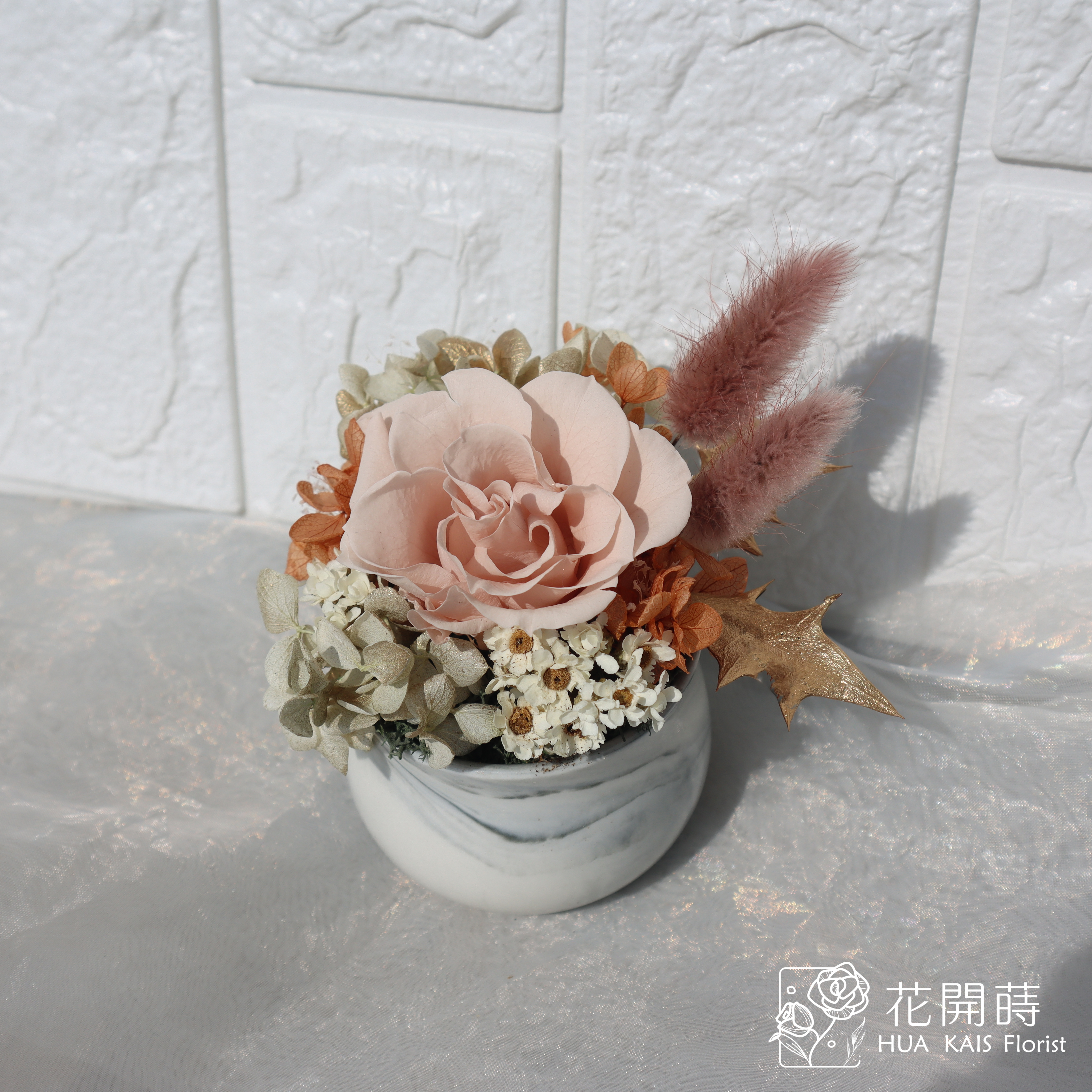 迷你小盆栽|伯爵金|永生玫瑰花|辦公室小桌花|永生花禮物