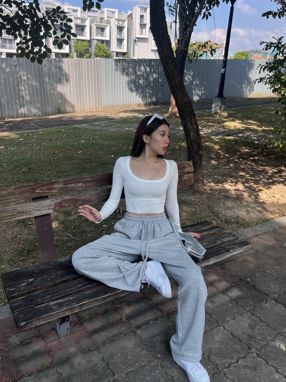 大U領短版長袖上衣(4色)