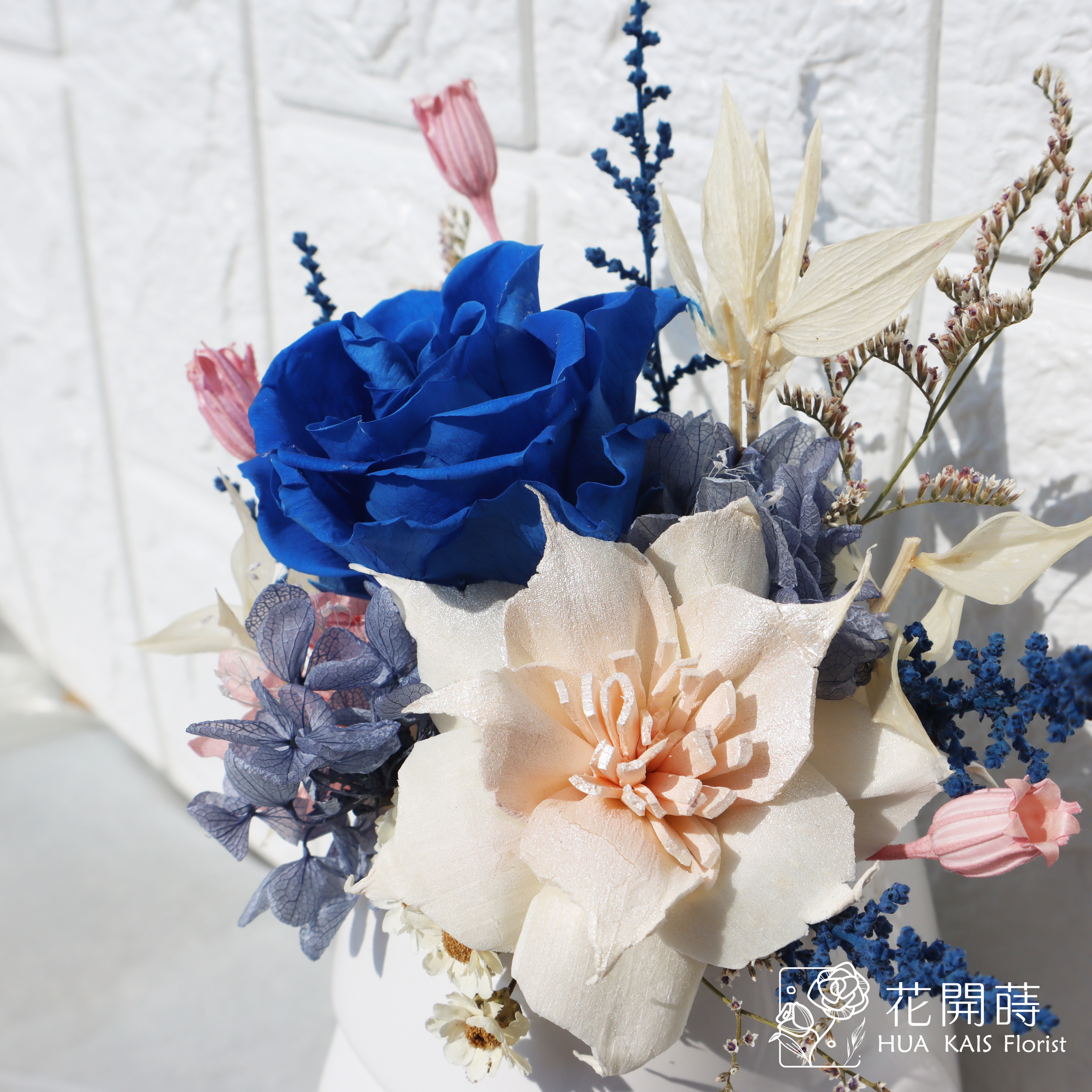 摩艾造型盆栽|典雅藍摩艾L|開幕盆栽|永生玫瑰盆栽|情人節禮物|居家擺飾