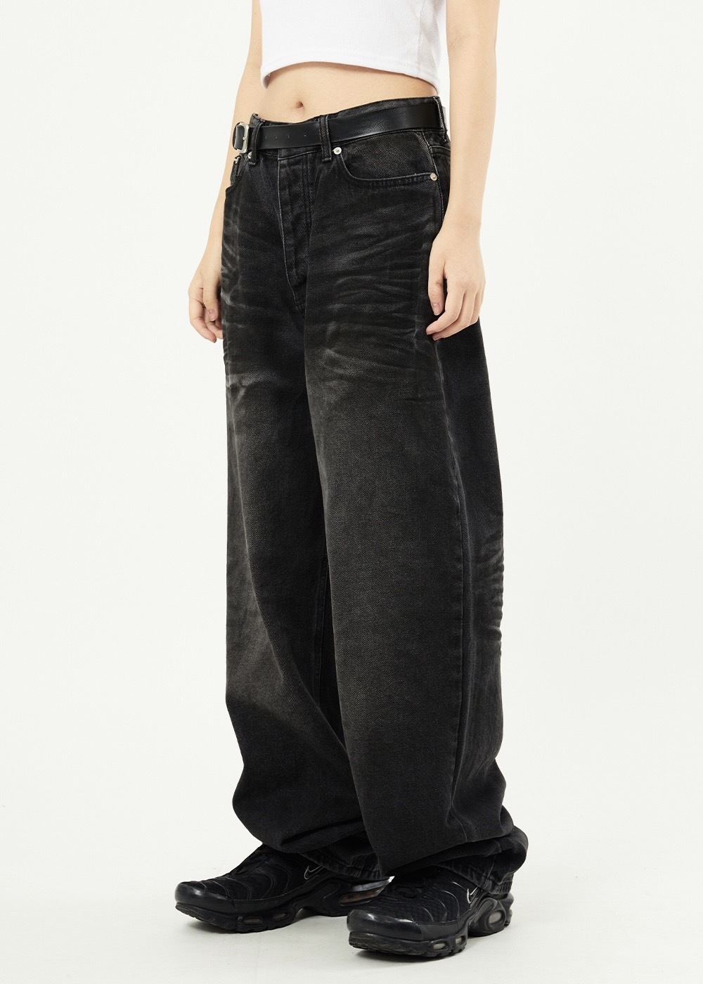 RAUCOHOUSE墨紋水洗牛仔寬褲 牛仔褲 長褲（2 COLOR）