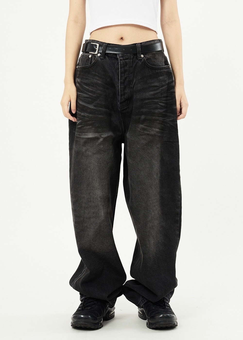 RAUCOHOUSE墨紋水洗牛仔寬褲 牛仔褲 長褲（2 COLOR）