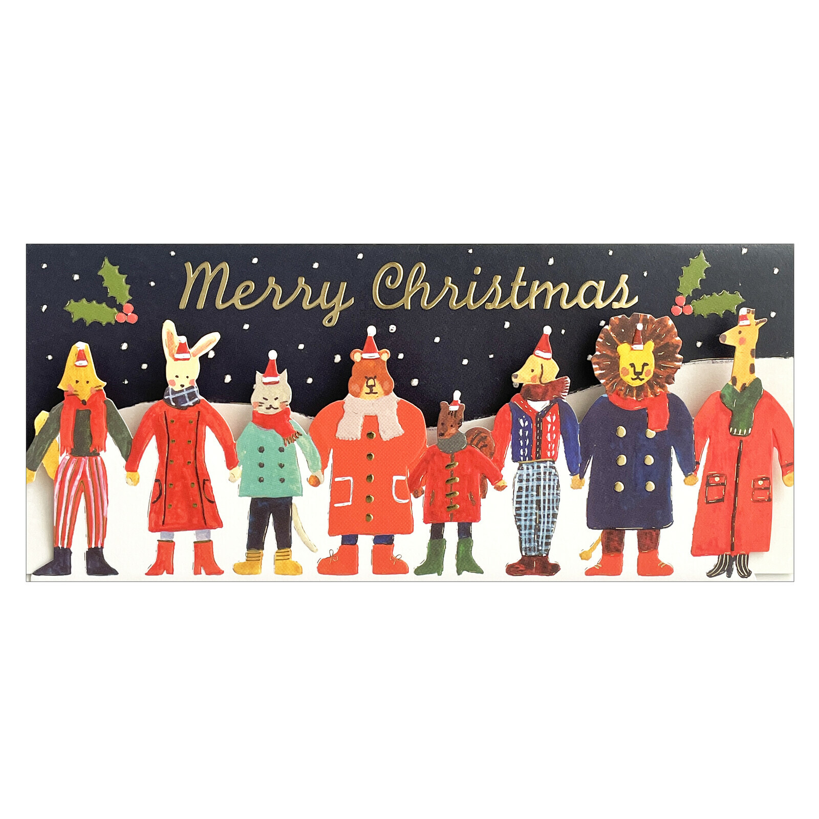 動物們 三折 燙金聖誕卡片｜日本Greeting Life