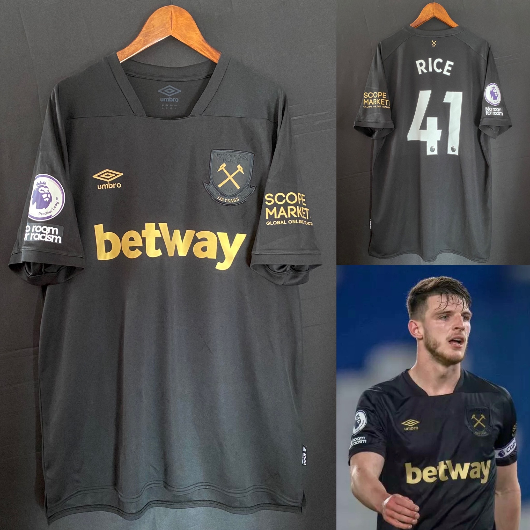West Ham United 2020-2021 125th Anniversary Umbro Third Shirt #41 RICE